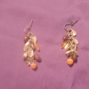 Chico's Elegant Gold and Brown Dangle Earrings w/ surgical steel posts